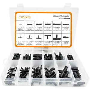 Automotive Black Nylon Vacuum Connector Assortment Kit, 12 Sizes Vacuum Tubing Tee Connector