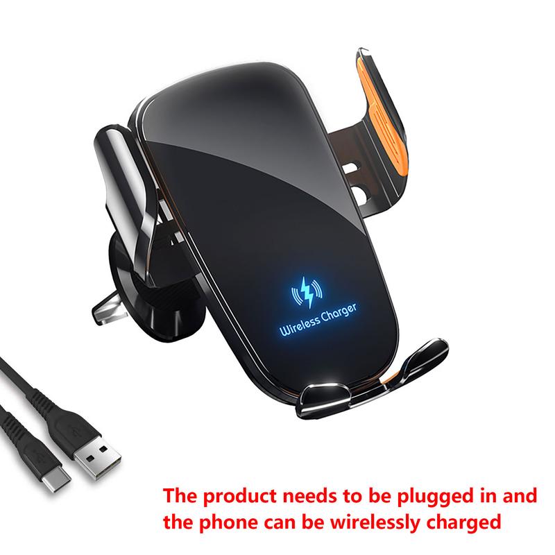 Wireless mobile phone car charger mobile phone holder one-click release fast charging manual clamp air outlet car mobile phone holder suitable for wireless charging mobile phone USB port