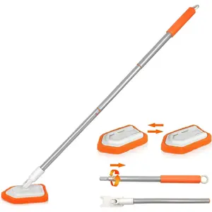 Shower Scrubber for with Long Handle,Brush with 2 Interchangeable Scrub Brush for,, Wall,