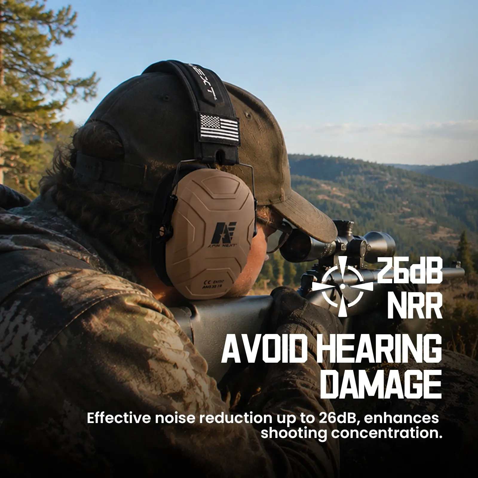 Ultra-Thin Noise-Canceling Ear Muffs, 29db Sound Reduction, 360° Adjustable, Foldable for Easy Carry, Ideal for Hunting, Construction, Gardening, Studying