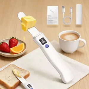 Portable Heated Butter Knife, Smart Stainless Steel Electric Spreader, Adjustable Temperature, Non-Button Cell Battery, 4000mah Capacity