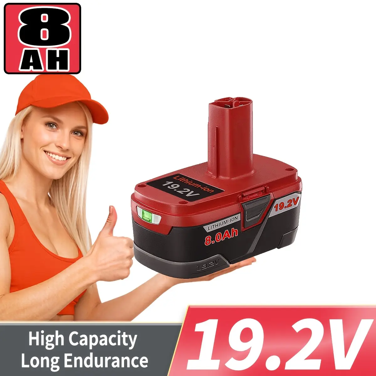 New Arrival 8.0Ah C3 19.2V Lithium-Ion Replacement Battery for Craftsman DieHard XCP Cordless Tools, Compatible with Models 3130211004, 130279005, 11375, 11045, 1323903, 315.115410, 315.11485