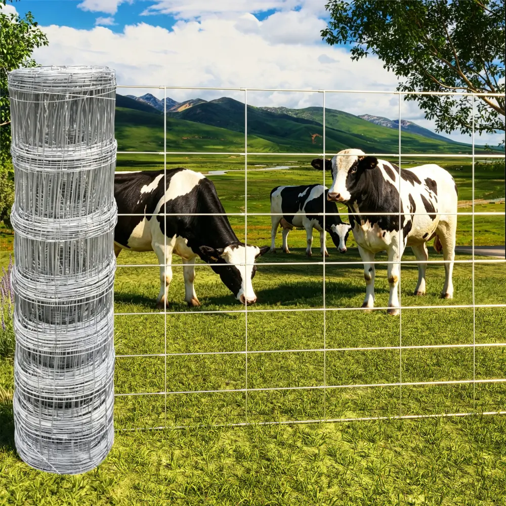5.9x164FT Galvanized Wire Farm Fence, Heavy Duty Livestock Fencing for Cattle, Deer, Sheep & Horses, Welded Iron Animal Fence Panel, Agricultural Field Fence, Garden Boundary Fence, Grassland Pasture Fence, Outdoor Farm Ranch Fencing Solution