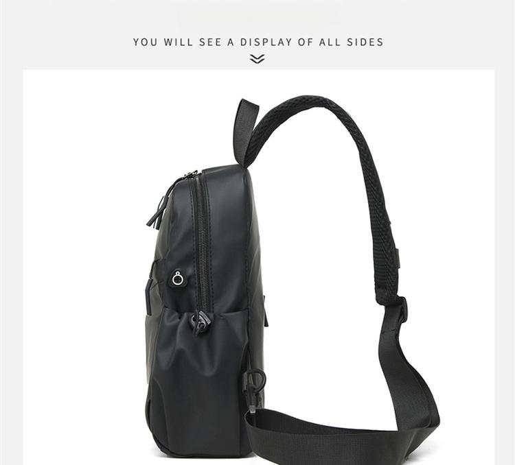 2026 trendy black leather shoulder bag, urban men's bag, suitable for short trips