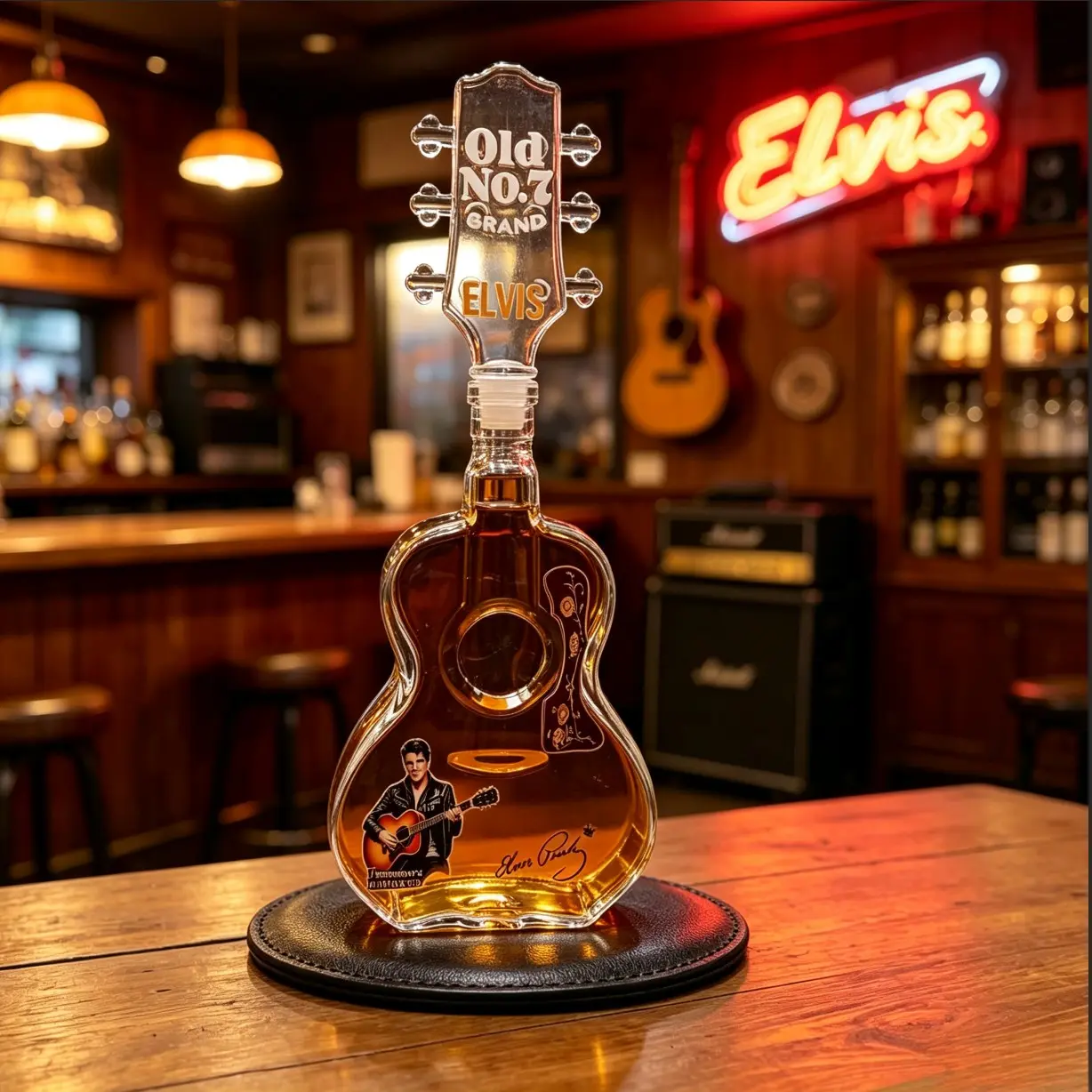 Premium Handmade Electric Guitar Glass Liquor Bottle, Unique Rock Themed Wine Decanter, Perfect Gift for Music Lovers, Man Cave & Home Bar Decor