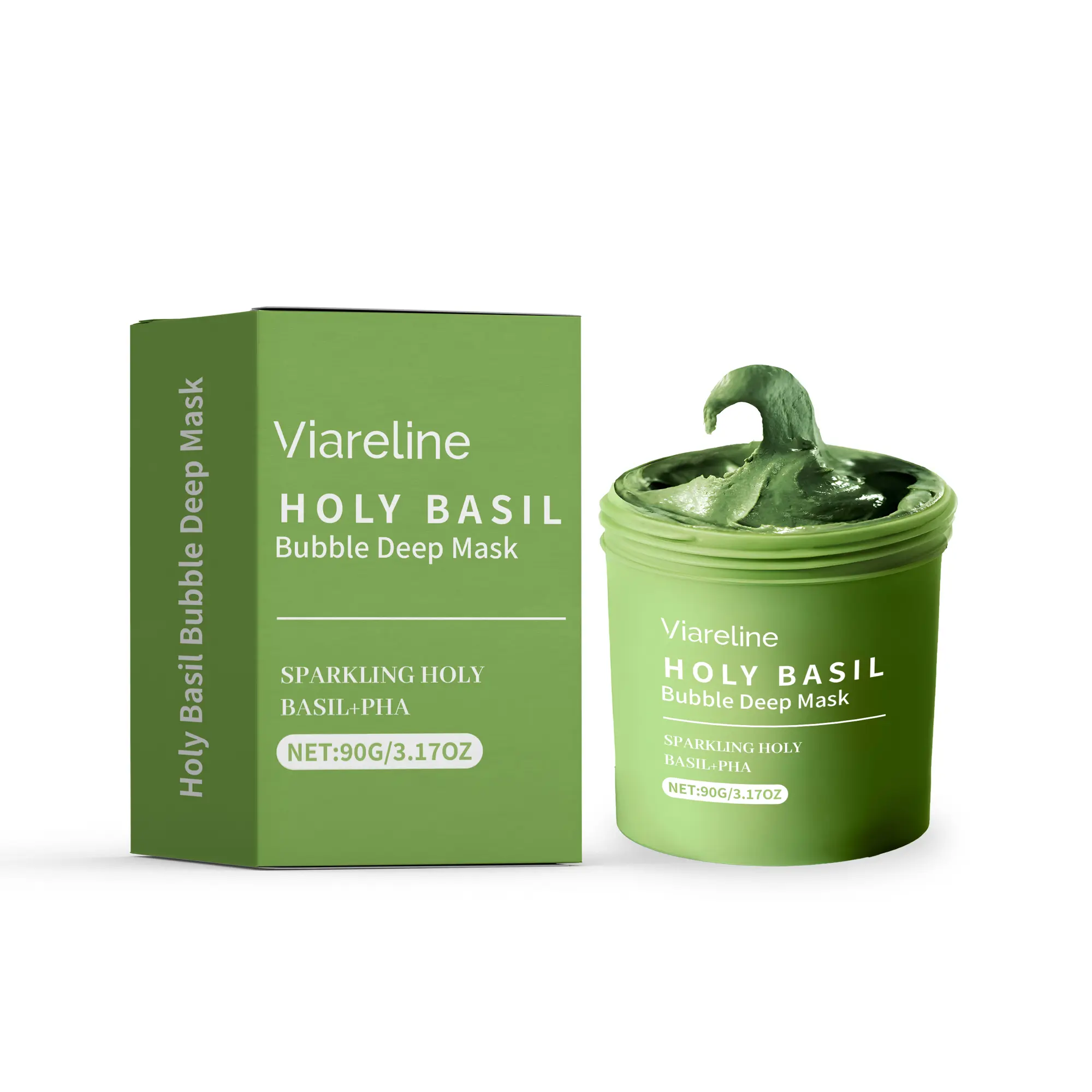 Basil Bubble Deep Mask 13% – Skin Detox Recipe K-Beauty Clay Bubble Mask with Sparkling Basil & PHA, Gently Detoxifies Pores and Removes Blackheads, Korean Wash-Off Pack for Clearer Skin, 90g