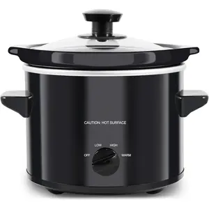 MST239X Electric Round Slow Cooker, Adjustable Temp, Entrees, Sauces, Stews & Dips, Dishwasher Safe Glass Lid & Crock, 2 Quart, Black