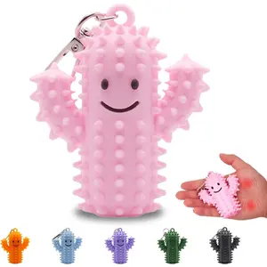 1 PCS Pain Fidget, Silicone Cactus Stim Tools for Adults, Sensory Pain Stim Fidget Toy, Spiky Grippy Stim Keychain, Anxiety Relief Items Fidget, Fun Gift for Friends and Family (Pink)fidget toys