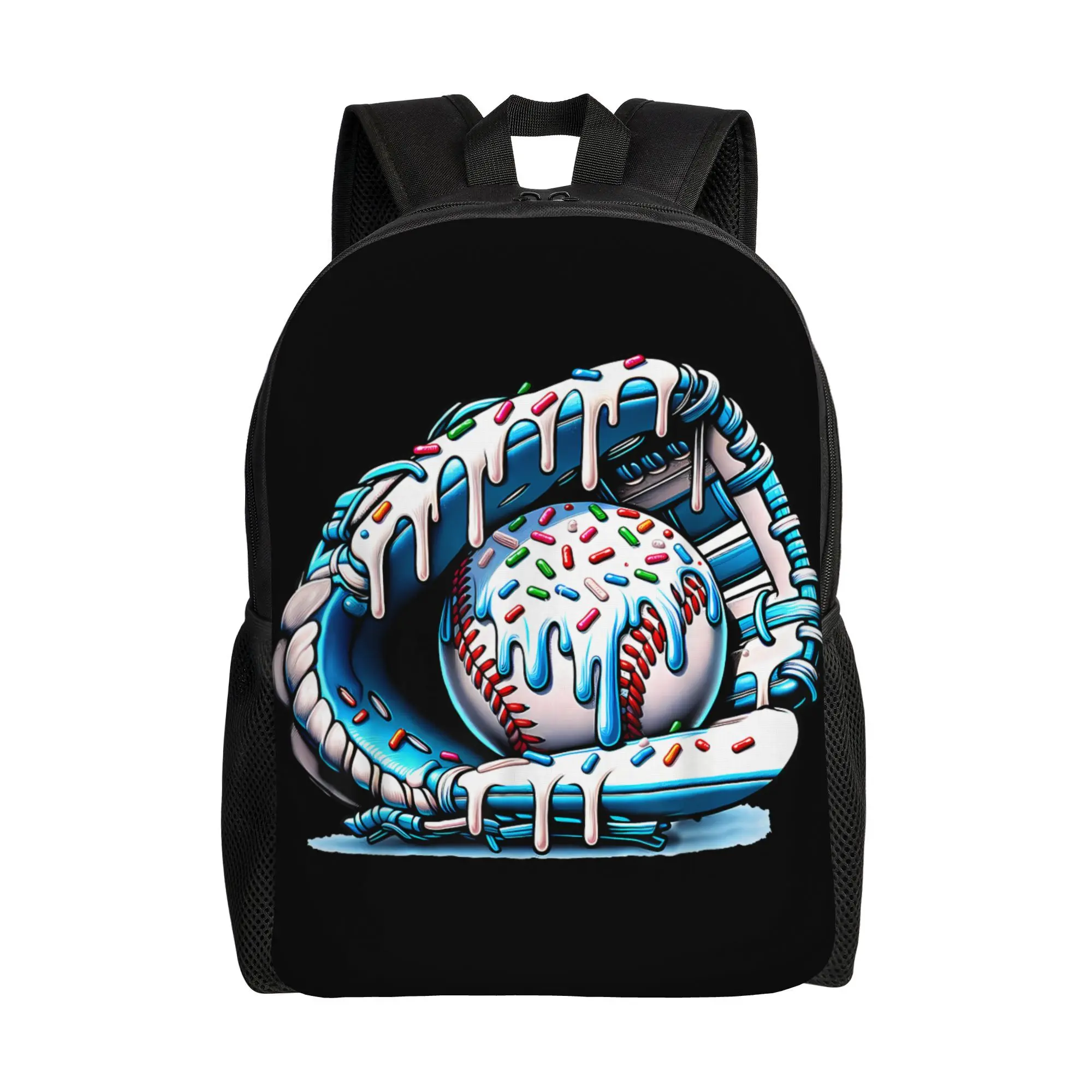 1pc Large Capacity Knapsack Backpack for Teenager, Baseball Drip Ice Cream Sprinkles Baseball Glove Harajuku Design Schoolbag, Teenager Birthday, Camping, Back to School Season, For Teenager bookbag