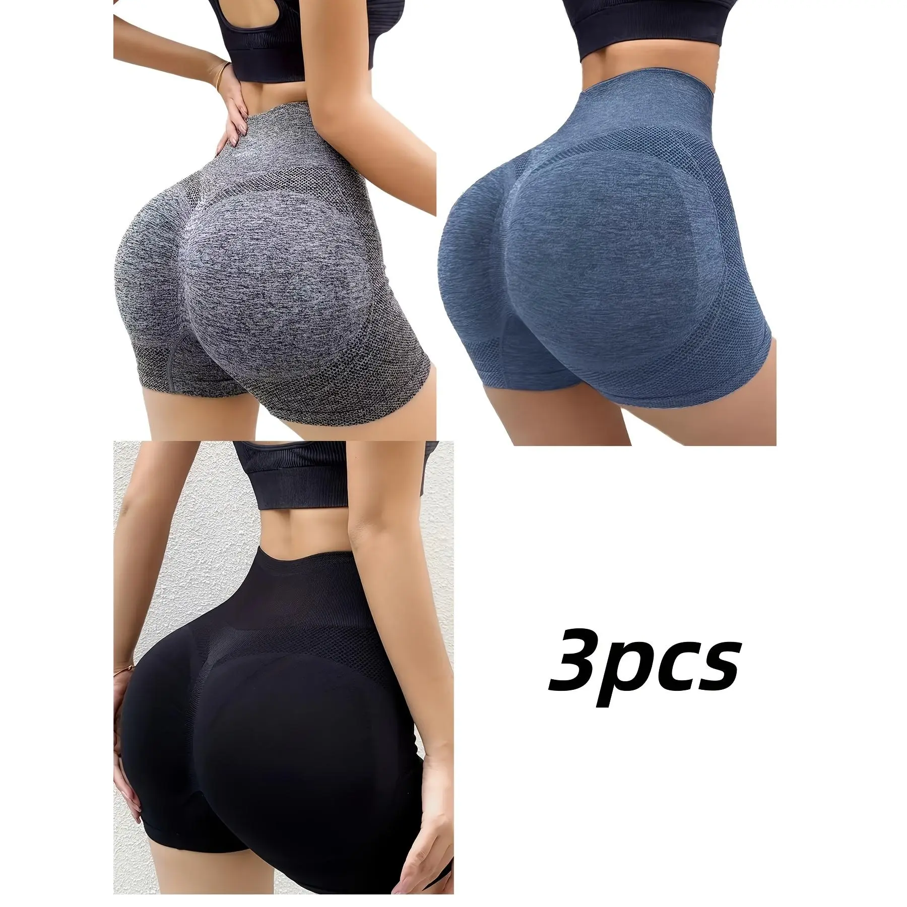 Women's Butt-Lifting Shapewear Shorts Three-Piece Set (Including Yoga Pants) - Tummy Control and Butt-Lifting Design, Full-Length Sports and Fitness Shorts, Suitable for Yoga, Fitness, and Daily Wear - Shapewear Underwear Set (3-Piece Set)-HAN