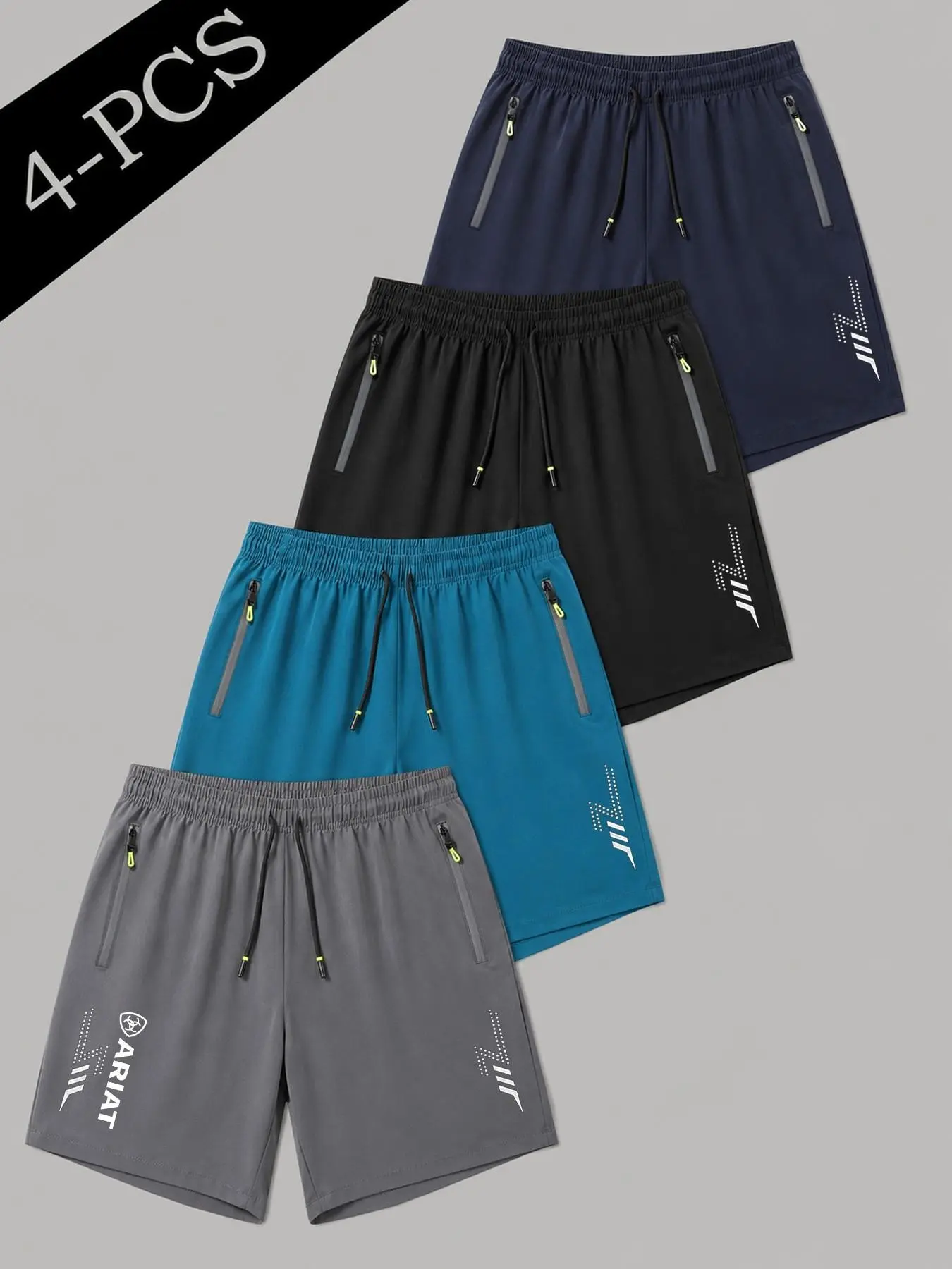 4-Pack Men's Sporty Shorts, Ideal for Equestrian Training, Farm Work, Outdoor Activities, Breathable and Quick-Dry, Unisex Design