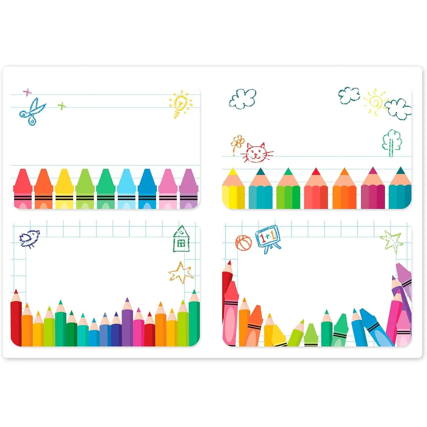 Colorful Crayon Name Tag Stickers 80 count  Labels | Sticker labels to write  for notebooks, school supplies, name tags, teacher supplies, storage bins and  name labels