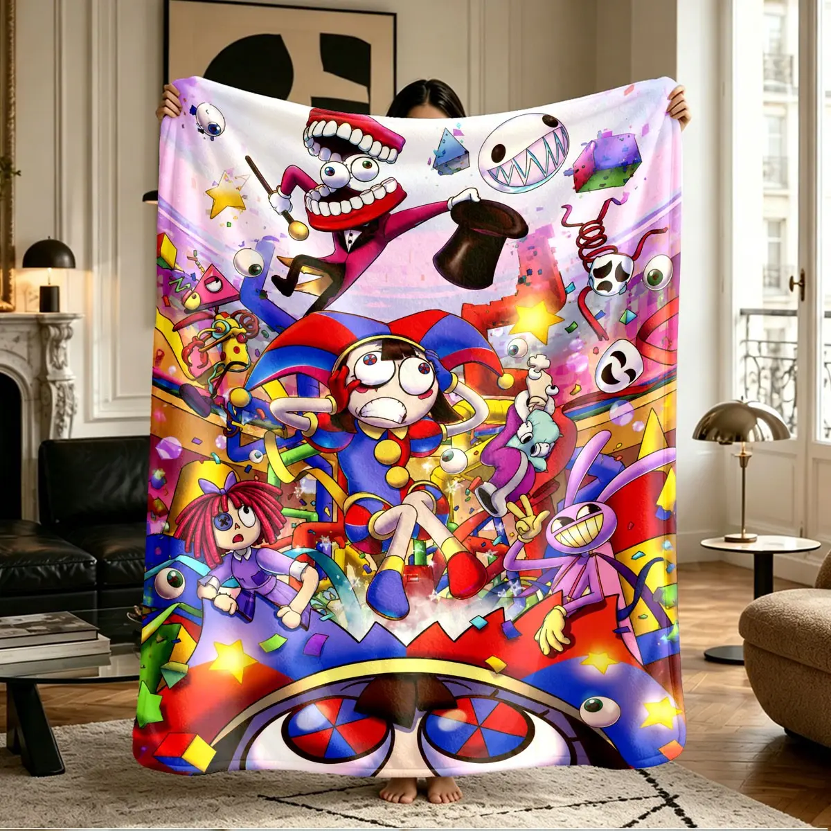 Comfortable Cartoon Print Flannel Blanket, Soft and Warm, Ideal for Nap, Camping, Travel, All Seasons Gift, Flannel Printed Blanket