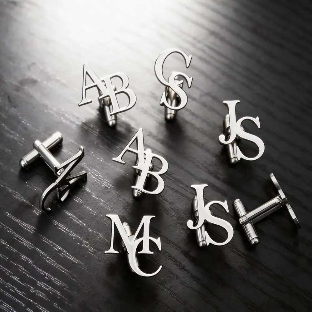 Custom Initials Letter Cufflinks Wedding Groom Suit Buttons Gentleman Cufflinks Personalize Cufflinks For Men's Accessories