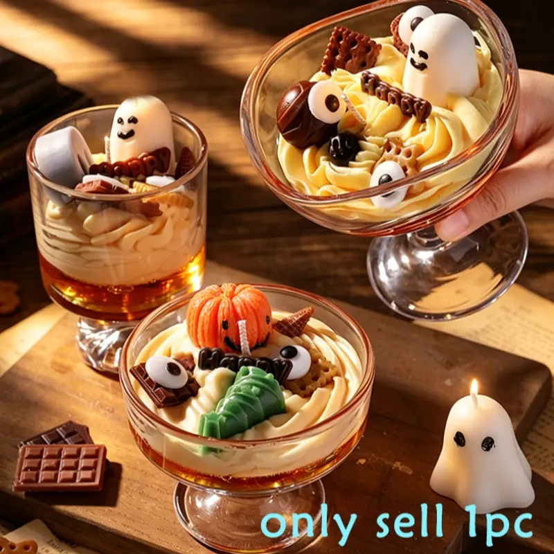 Halloween Scented Candle, Chocolate Cookie Cream Frosting Design, Natural Soy Wax, Slowly Releases Fragrance, Decorative Desktop Placement