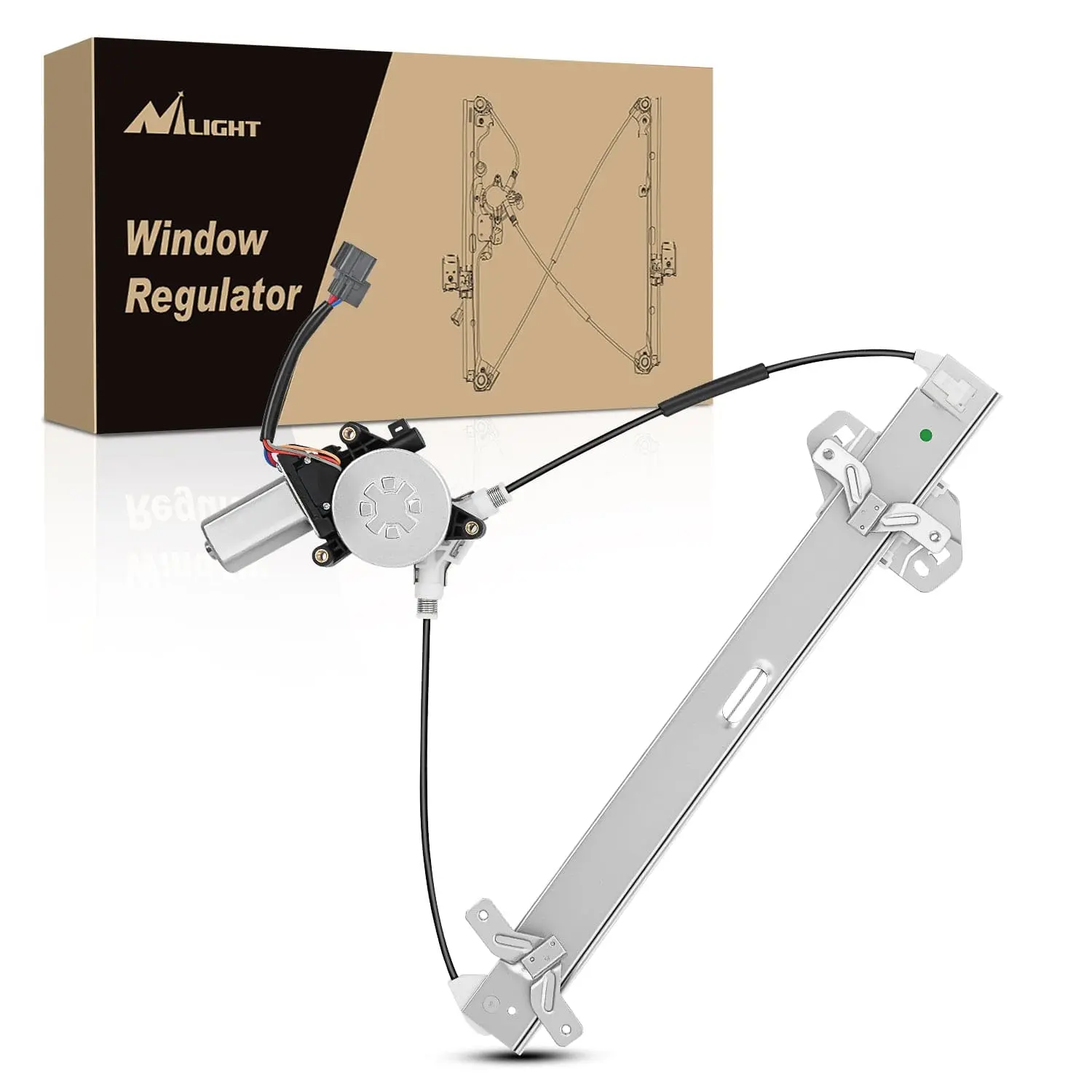 Nilight Automotive Copper Motorized Power Window Regulator with Motor Assembly - Front Driver Side Replacement for Honda Accord 2003-2007, Part No. 741-306