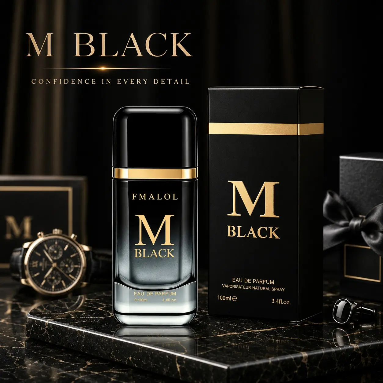 Fmalol M Men's Eau De Toilette 100ML, Masculine Fragrance, Edt Edp Spray, Woody Patchouli Scent, Long-Lasting Luxury Perfume, Ideal for Dates, Office, Gifts
