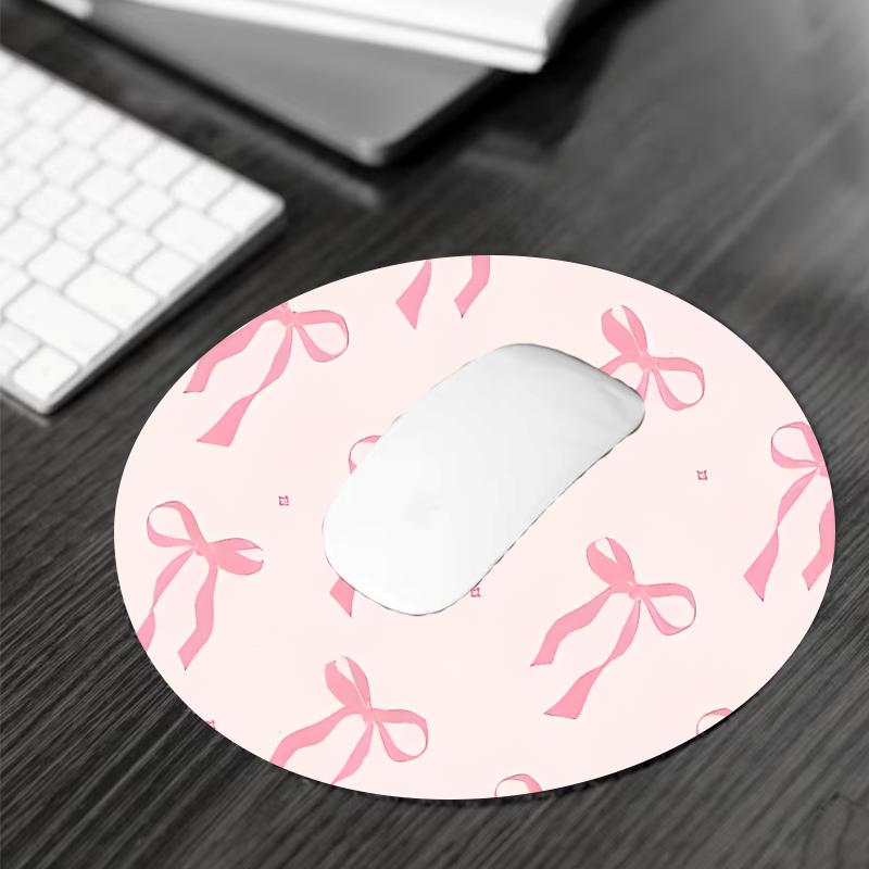 Pink Bows and Stars Pattern Mouse Pad, Rectangle Gaming Mouse Pad, Non-slip Rubber Pad, Desk Decorative Mouse Mat for Home Office, Cute Desk Accessories