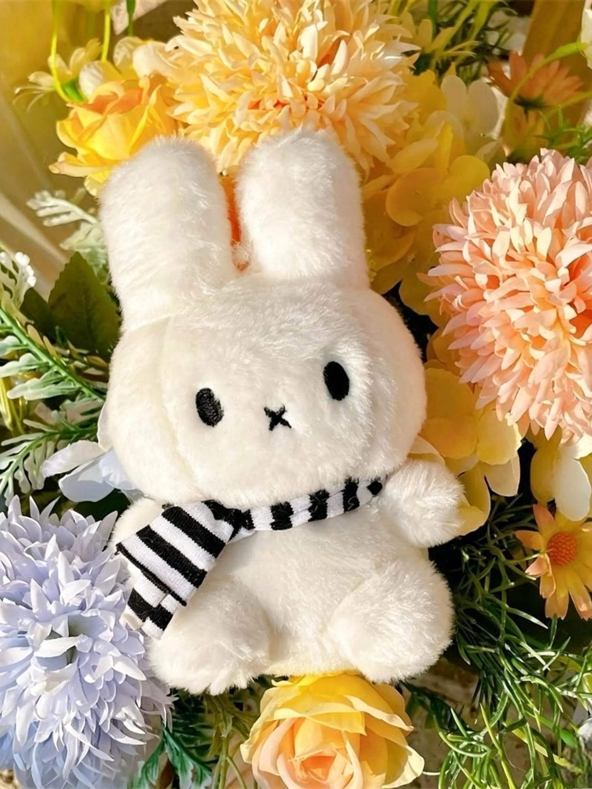 Cute Miffy Plush Bag Charm, Kawaii Bunny Keychain for Bags with and Scarf, Fluffy Key Ring for Backpack, Purse, Car Keys, Keychain Accessories, Cute Keychain Accessory