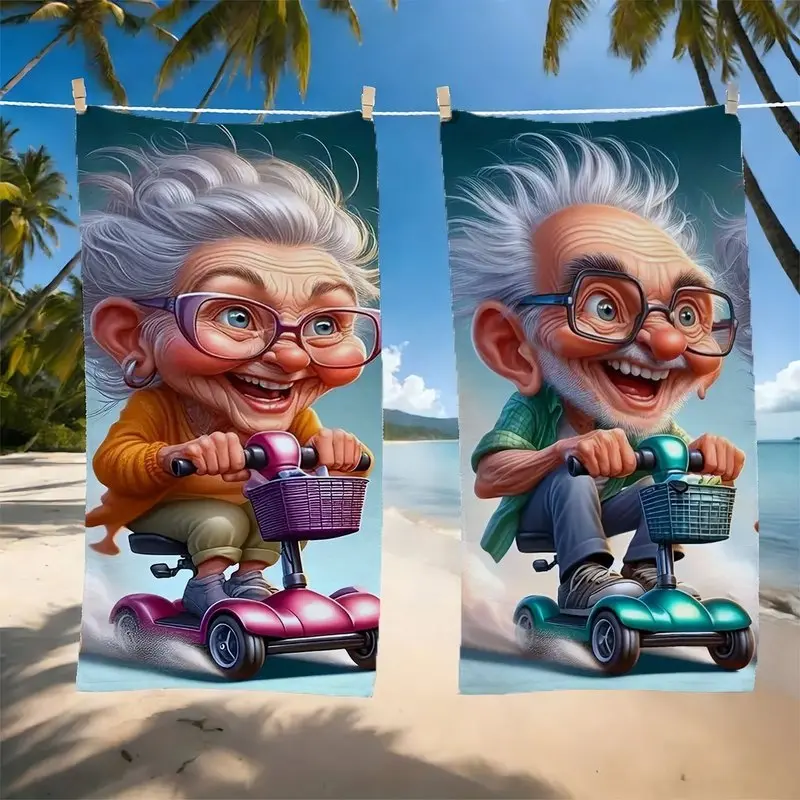 essential,,standard,portable,,pool,hostess,gift,travel,,xl,luxury,bathtowels,decorative,boat,personalized,custom,towels,drying,Funny Old Couple Microfiber Beach Towel Beach Chair Towel 2D Flat Print Lightweight Soft Quick Dry Machine Washable Sandproof UV