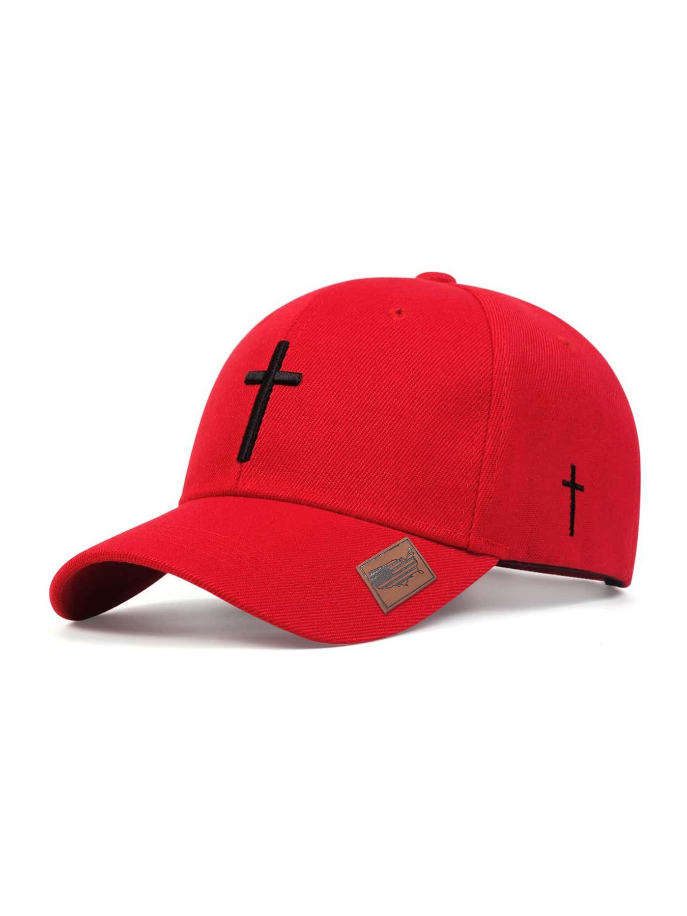 Unisex Casual Cross Embroidery Baseball Cap, Casual Outdoor Sports Hat for Men & Women, Adjustable Sun Protection Cap for Daily Wear
