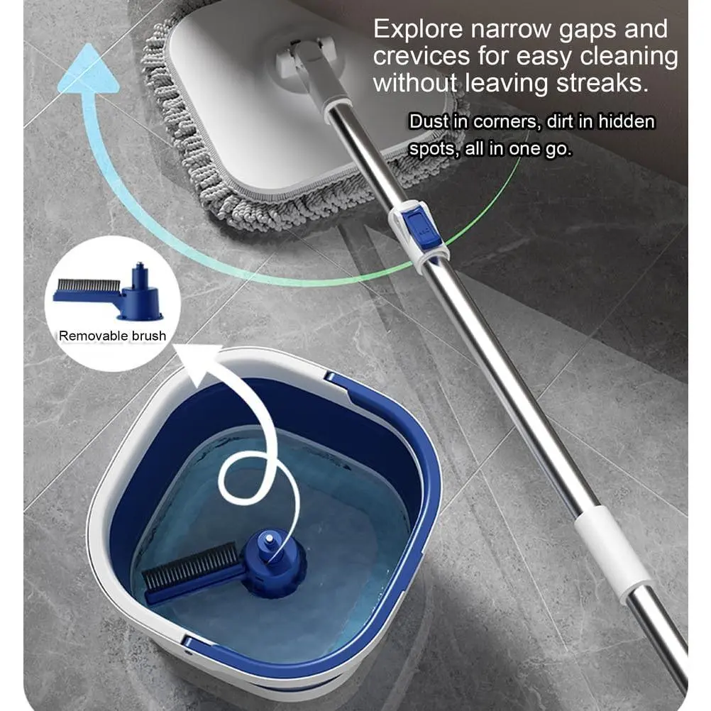 Foldable Hands-Free No-Wash Household Mop, 1-Piece Cleaning Design, Wastewater Separation for Effortless Home Cleaning meep stuff rotary scrub brush sudsy floorscrub dirtymop water wooden floor muchomop mopplops toe kick drawer mop cleaning reusable pad