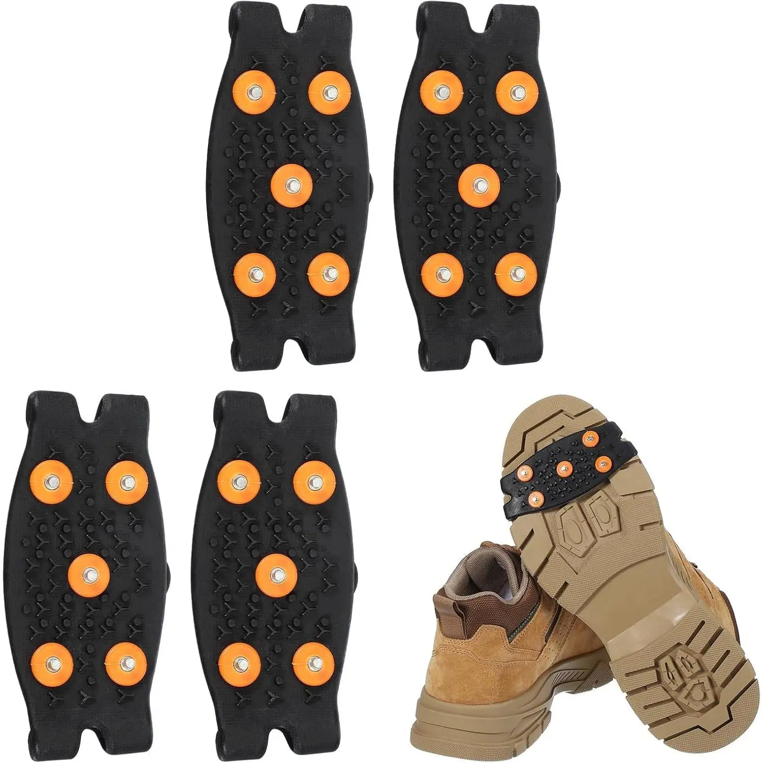 Non-Slip Spikes Ice Grippers Traction Cleats with 5 Steel Studs Snow Shoe Spike Grip