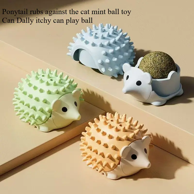Cat Hedgehog Itching Device Can Put Catnip Ball Cat Self Hi Teeth Grinding Toy Cat Self Fun Soothing Tool Pet Interactive Itching Teeth Grinding 2-in-1 Toy Hedgehog Shaped Teeth Teeth Teeth Cleaning and Brushing Device, Anti disassembly Home Soothing Tool