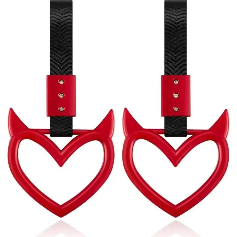 2 Pieces Heart Handle Keychains Car AccessoryHeart Hand Strap Drift Charm for Car Interior ExteriorDecoration(Red,Devil Style) jdm accessories heart ring