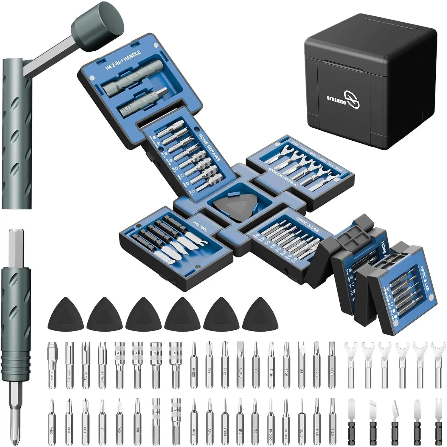 55-in-1 Electronics Repair Screwdriver Set, Compact Set with 2-in-1 Handle, Mini Wrenches, Pry Tools & 36 CRV Bits for Computer Repair, Laptop, Eyeglass