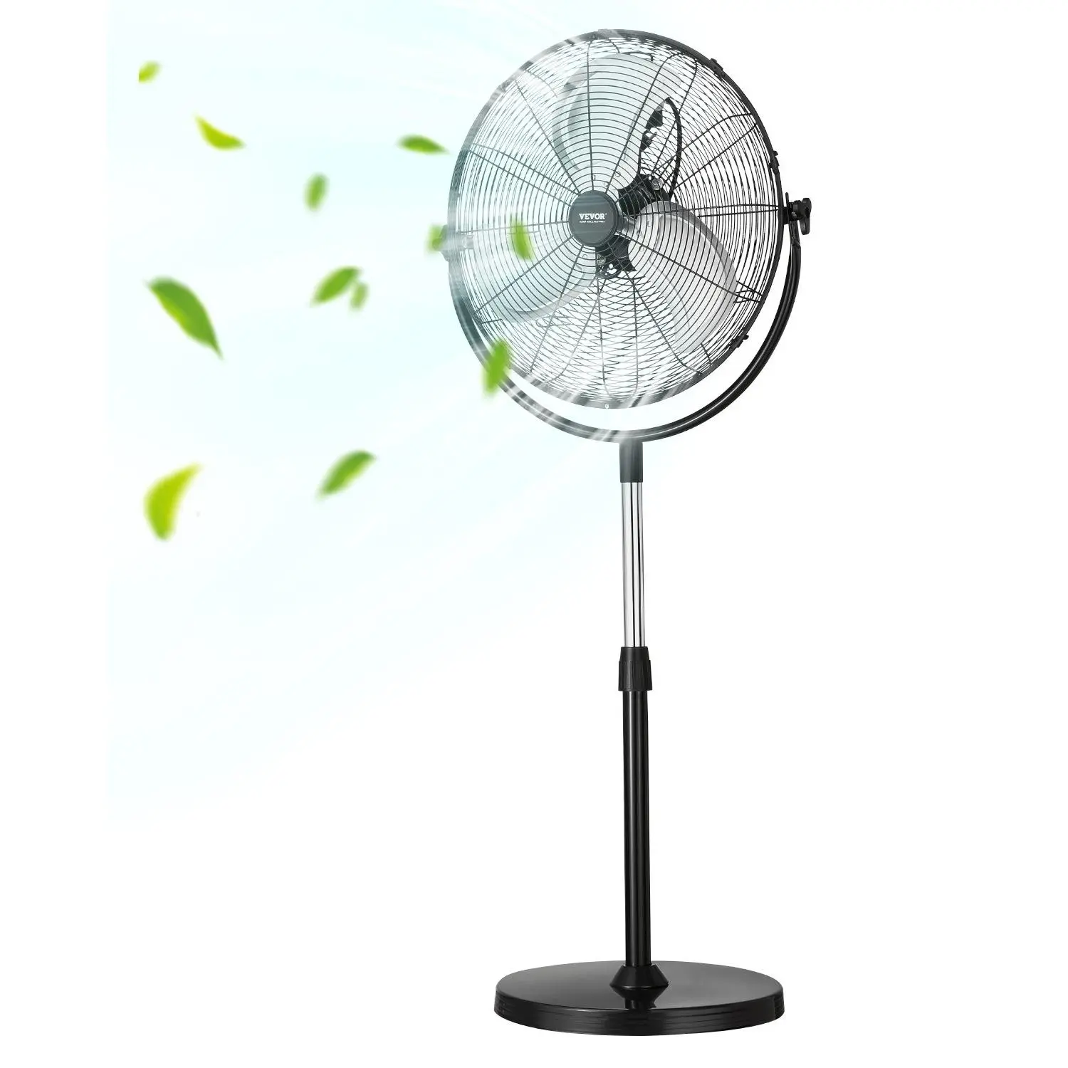 【DealsForYouDays】VEVOR Industrial Pedestal Fan, 18 Inch Standing Fan with 45.3 to 57.9 Inches Adjustable Height, Floor Fans with 3 Adjustable Speeds, High Power Fans for Warehouse, Garage, Commercial, Residential, Black