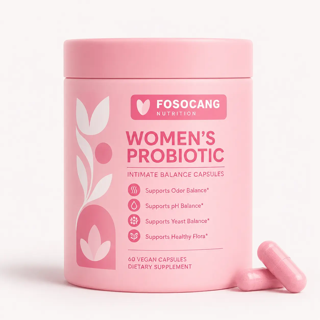 FoSoCang Probiotics for Women pH Balance with Prebiotics & Lactobacillus Probiotic Blend - Intimate Health Supplement - Support Healthy Odor & Flora, 60 Count
