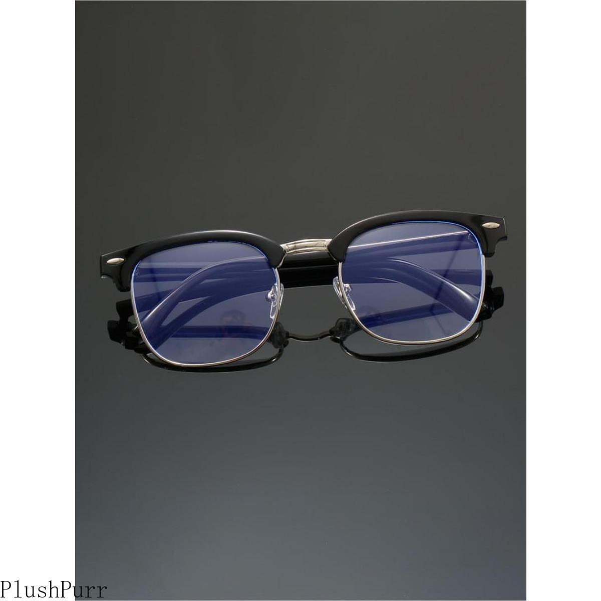 Anti-Blue Light Square Full Frame Eyeglasses - Unisex Basic Fashion Style, Ideal for Work & Daily Outfit Decor