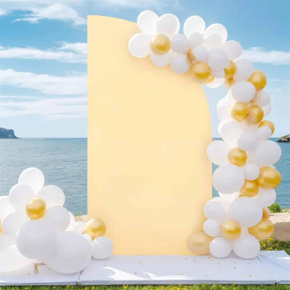 Double-Sided Stretch Half Moon Arch Backdrop Stand Set – Reusable Elastic Spandex Cover for Wedding, Party, Studio