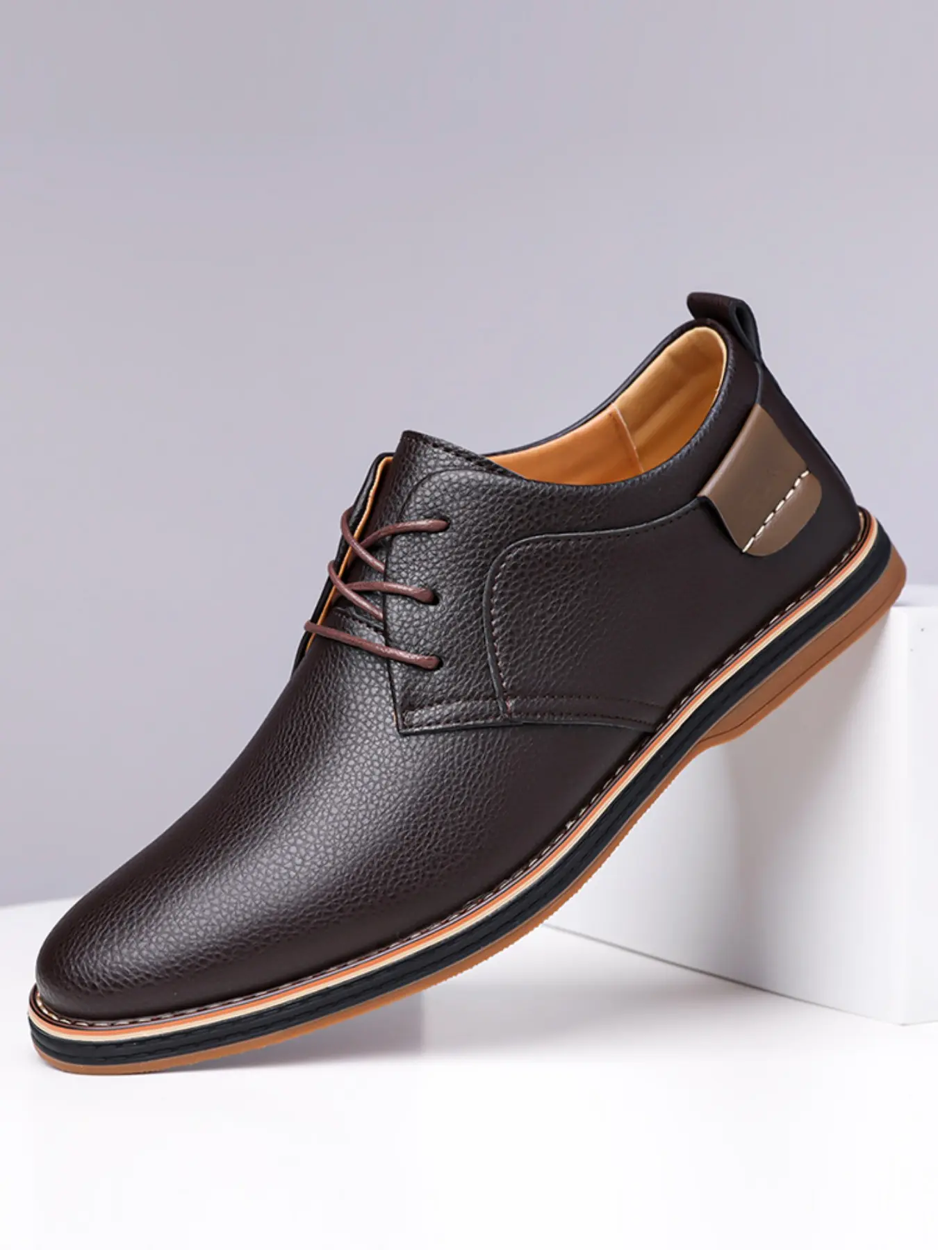 Men's Business Formal Lace Up Dress Shoes, Office Shoes, Fashionable Comfortable Shoes for Work & Daily Wear, Minimalist All-match Shoes for Men, Boy