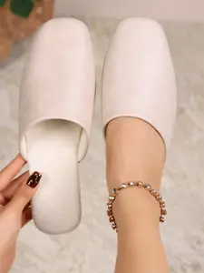 2026 New Vintage Washed Square Toe Mules, Matte Retro PU One-Piece Slip-On, Soft Lining Anti-Slip Flat Sole, Casual Office Shoes for Women