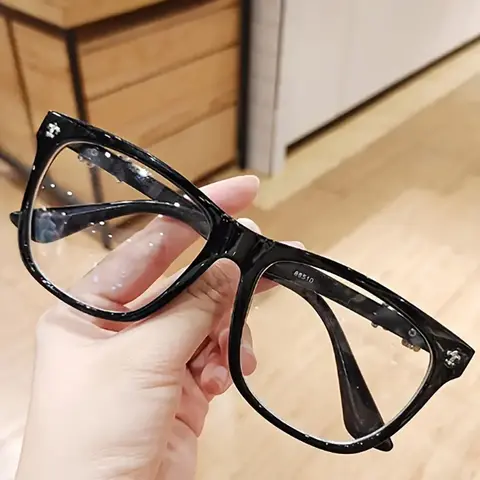Vintage Literary Square Frame Glasses, Nerd Glasses, Elegant Simple Design, Fashionable Slim Fit Unisex Eyewear, Anti-Blue Light, All Seasons