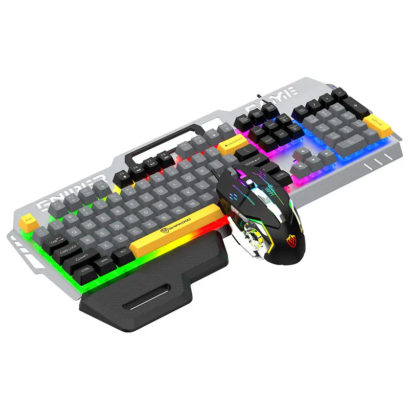 ZRTF 1x RGB Lighting Gaming Keyboard and Mouse Set - Metal Frame, Magnetic Wrist Rest, USB Wired Non-Bluetooth Combo for PC Gamers, Gaming Setup, Work, Multiple OS