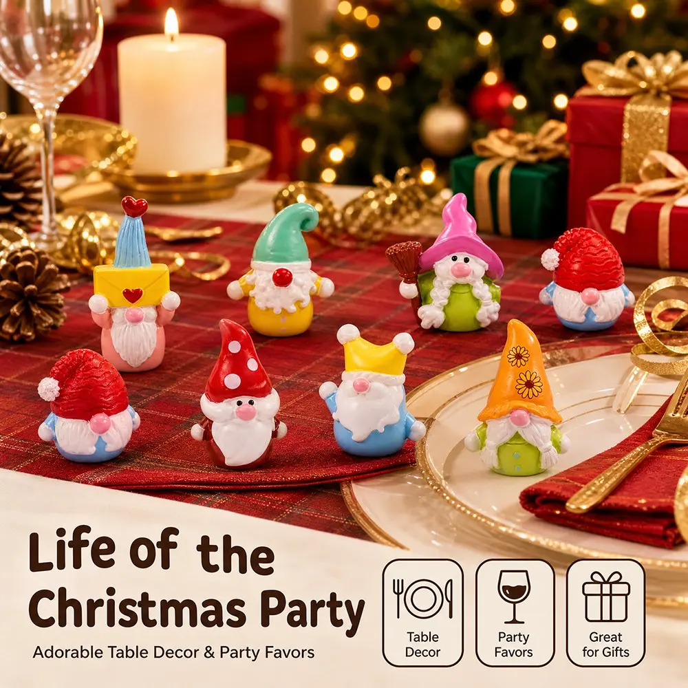 20pcs/set Cute Santa Claus Christmas Mini Ornaments DIY Decor Accessories, Desktop Mini Figurines, Surprise New Year & Christmas Gifts Ornament