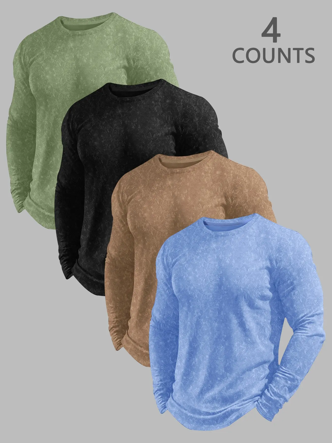 Men's Classic Plain Long Sleeve T-Shirt, Casual Slim-Fit Top, Unlined, All-Season Wear, Ideal for Daily Use, No Button or Zipper