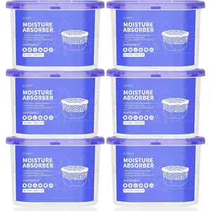 Moisture Absorber Boxes 6 Pack, 10 Oz Dehumidifier for Closet & Bathroom, Humidity Absorber for Wardrobe, Bedroom, RV & Car, Fragrance-Free Moisture Control, Unscented