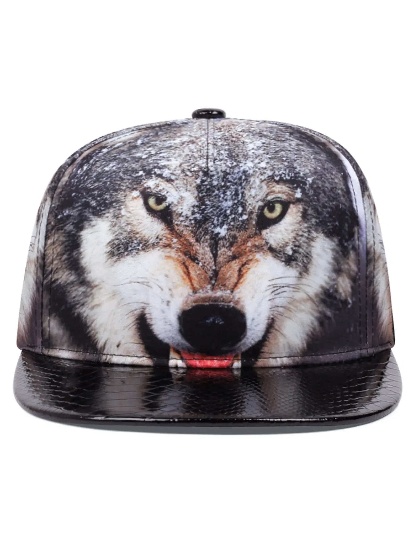 Retro Wolf Print Baseball Cap (Unisex) – Flat-Brim Adjustable Hat with Nostalgic 3D Dual-Wolf Design; High-Crown Hip-Hop Streetwear Style
