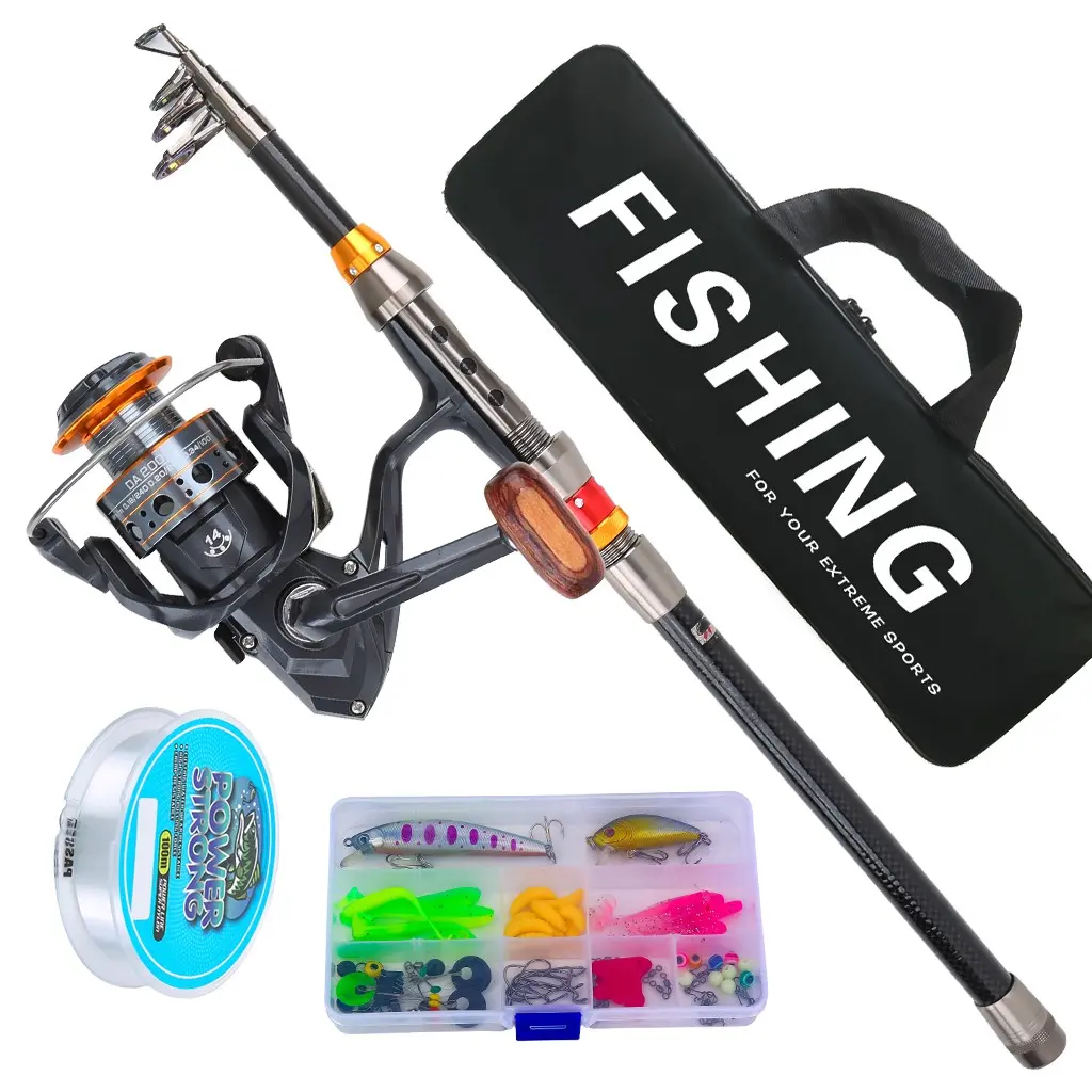 Carbon Fiber Telescopic Fishing Rod and Spinning Reel Set, Complete Fishing Gear, Freshwater Angling Equipment, Ideal for Beginners, Includes Storage Bag