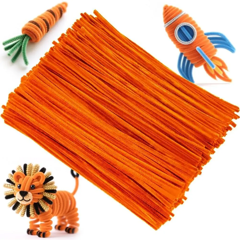 200 count Pipe Cleaners Craft, 30cm Orange Crafting Pipe Cleaners | Fuzzy Sticks Craft Supplies, Chenille Stems for DIY, Arts & Crafts for Christmas Tree Creative  DIY Decoration