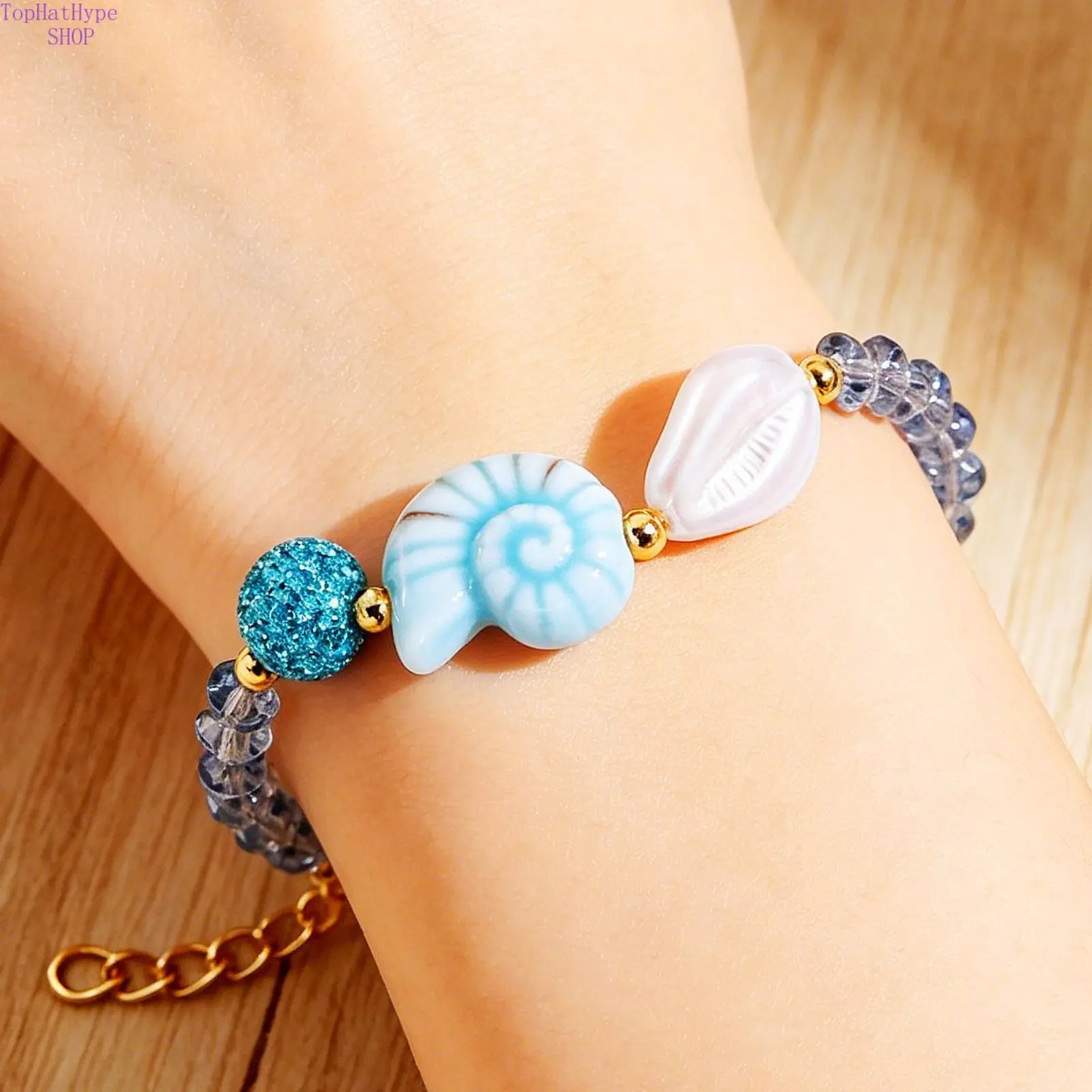 Boho Ceramic Bracelet with Crystal Beads, Handmade Stackable Dopamine Jewelry for Women's Summer and Daily Outfits, Handmade With Crystal Accents, Luxury Ceramic Stackable, Stackable Set