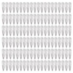 120 Pack Plain Silver Black Gold 5cm/2" Craft DIY Naked Snap Metal Hair Clips Barrettes for Women Baby Girls Toddlers Kids Hair Accessories Bulk (Silver)