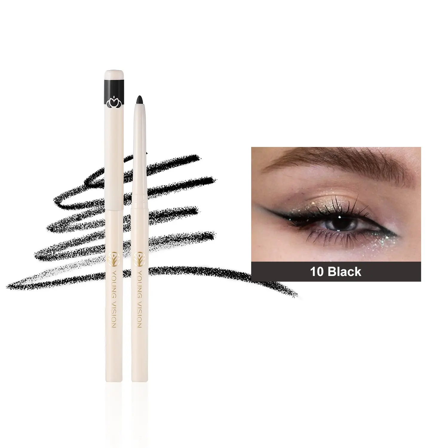 YOUNG VISION Rotatable Design Eyeliner Pen, Matte Long-Lasting Eye Makeup, Non-Bleeding, Natural Look, No Smudging, Easy Application