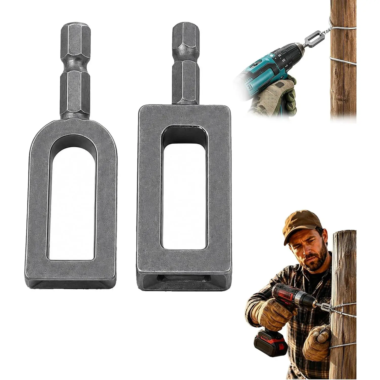 Alloy Steel Electric Drill Wire Twisting Tool - Heavy-Duty Wire Twister with 1/4" Hex Shank for Fencing, Construction