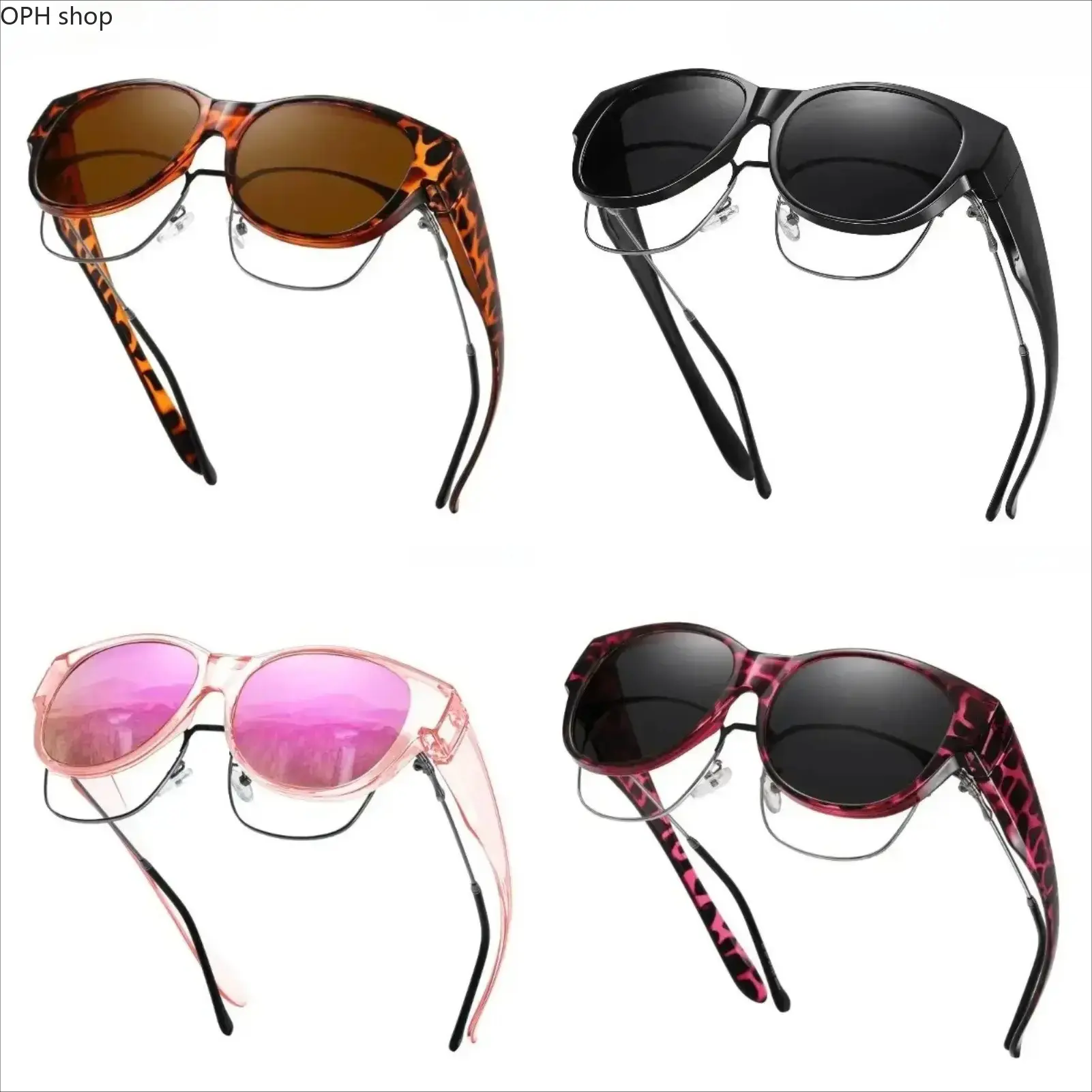 Unisex 4-Pack Large Frame Polarized Fit-Over Sunglasses - UV400 Protection, Lightweight, Comfortable Fit, Full Coverage for Prescription Glasses, Hiking, Fishing, Hike & Fish Ready, Driving