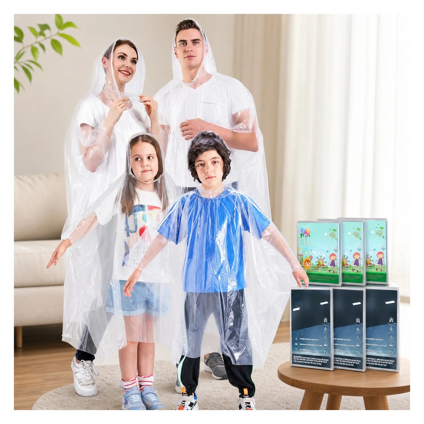 Disposable Rain Ponchos for Kids & Adults - Extra Thick, Lightweight & Waterproof Emergency Ponchos for Travel & Theme Parks (6/10 Pack)Gift